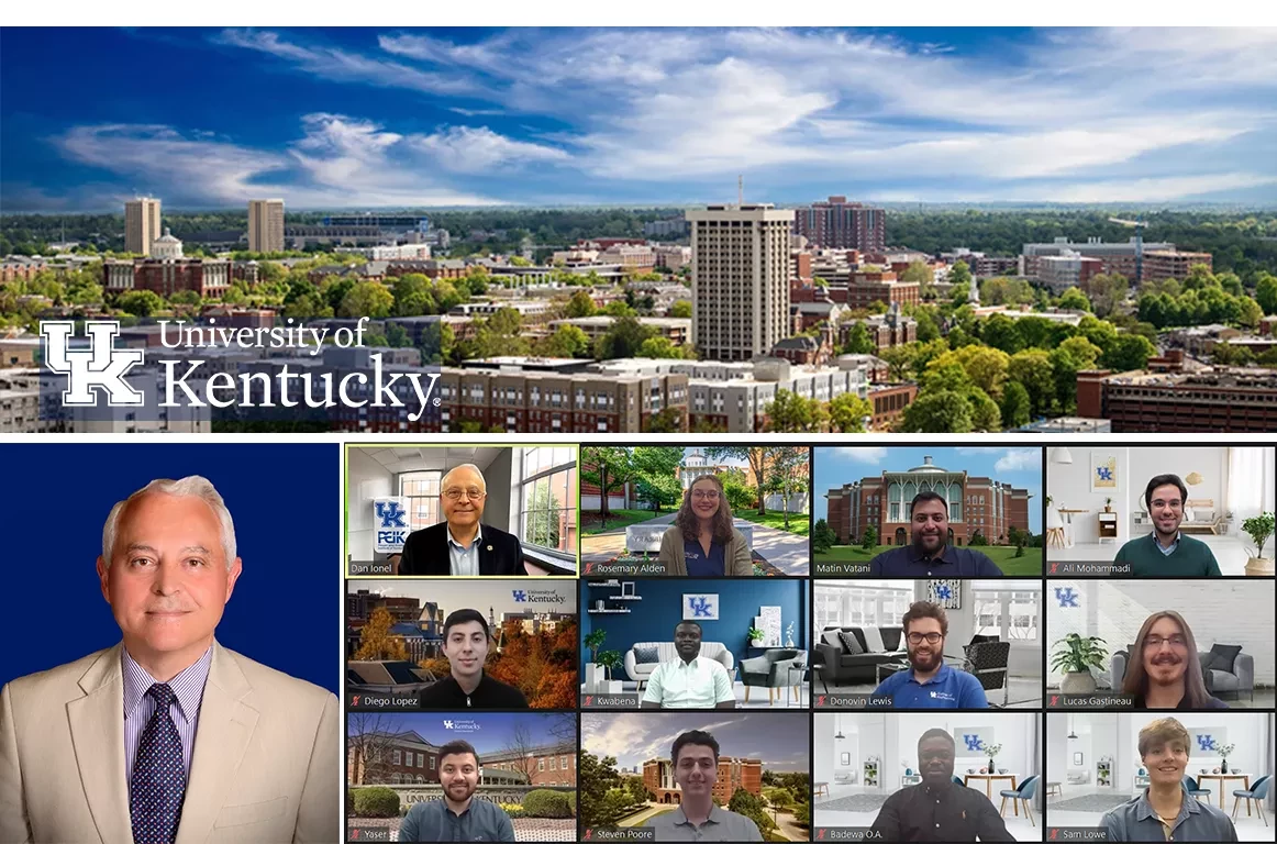 Collage of SPARK Lab Researchers and Professor Ionel with a backdrop of the University of Kentucky.